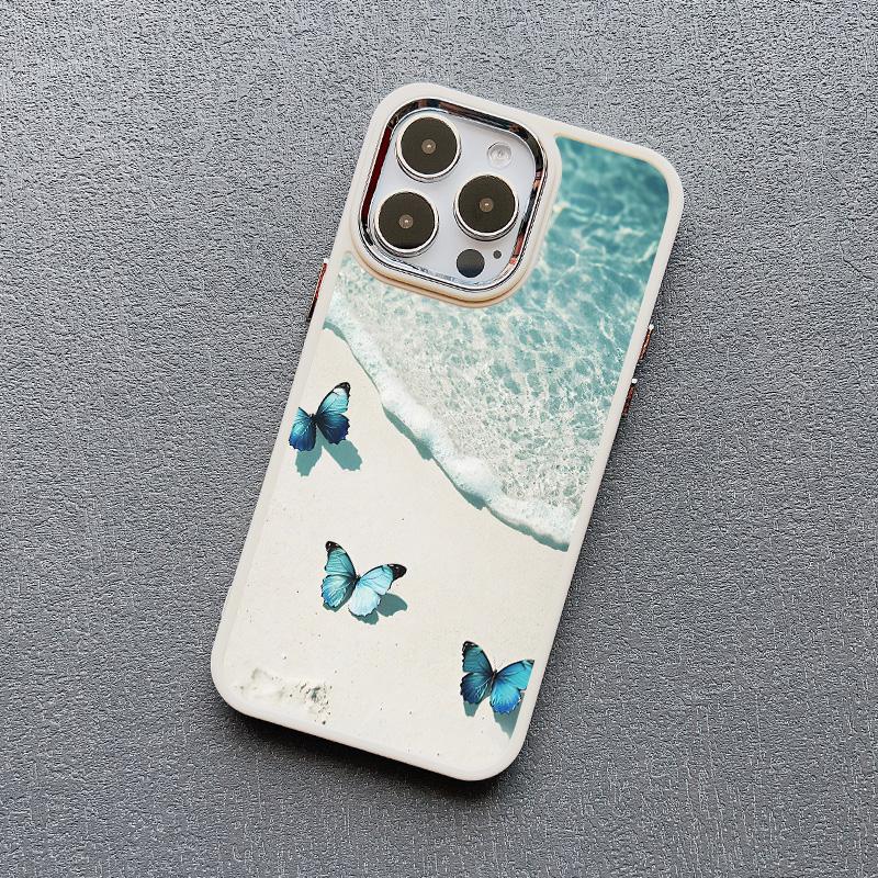 Modrý motýl Oceánské vlny Pouzdro na telefon Pro iPhone 14 13 12 11 Pro Max 16 15 Pro Max Plus 7 8 Plus SE 2020 XR XS X Silikonový kryt
