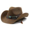Western Cowboy Straw Hat Wide Brim UV Protection Summer Beach Bohemia Jazz Cap Unisex Breathable Outdoor Holiday Sun Hat