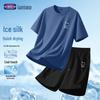 Men's Summer Ice Silk T-Shirt & Shorts Set