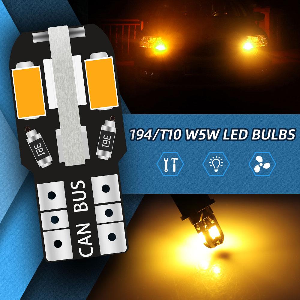 20pcs W5W T10 LED Bulbs Canbus 5730 8SMD 6000K 194 168 LED Car Interior Map Dome Lights Parking Light Auto Signal Lamp 12V Dome Lights 6