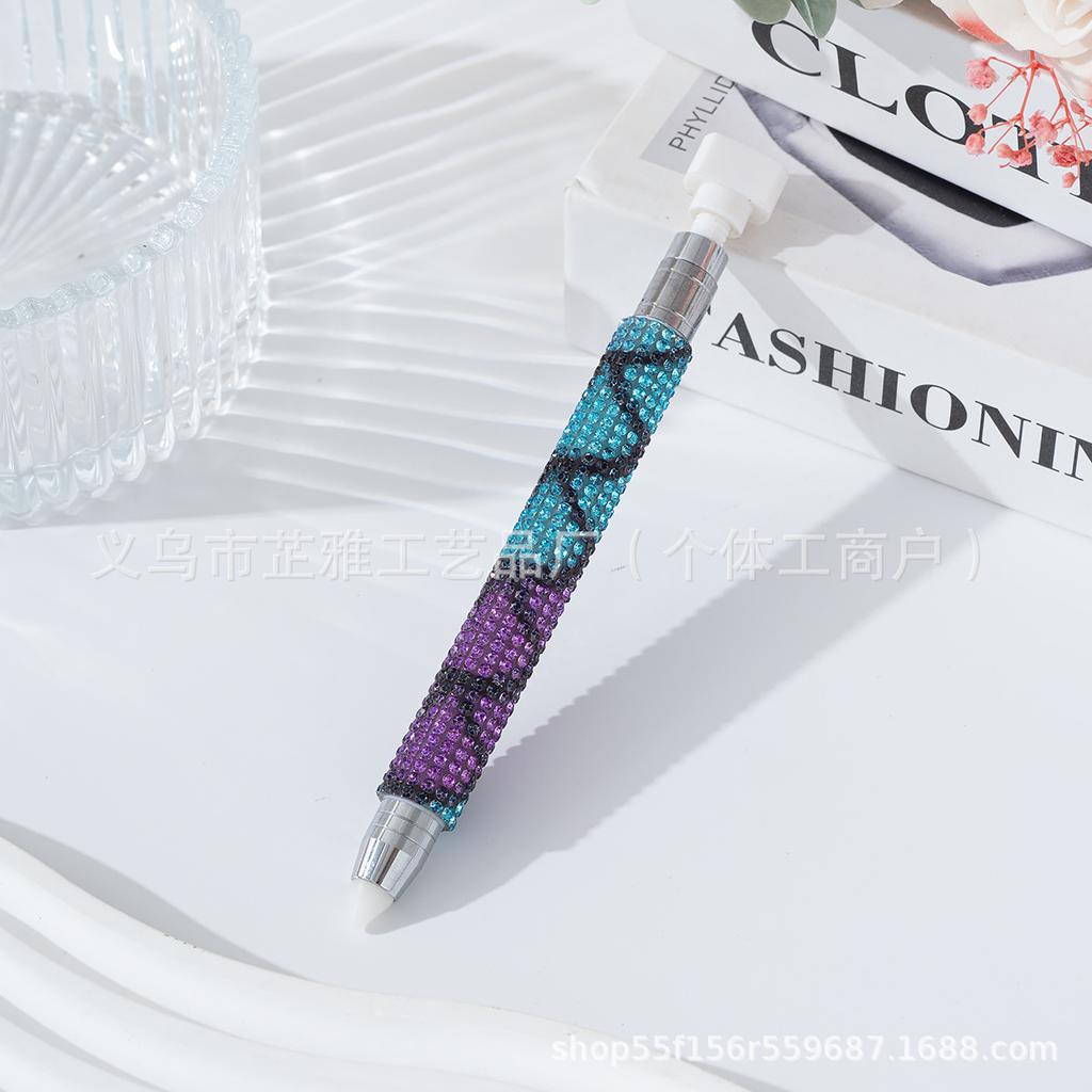 Diamond-encrusted nail art tools Double-head point pen wholesale Rotary push-pressing mud Sticky drill point pen Wave point drill pen