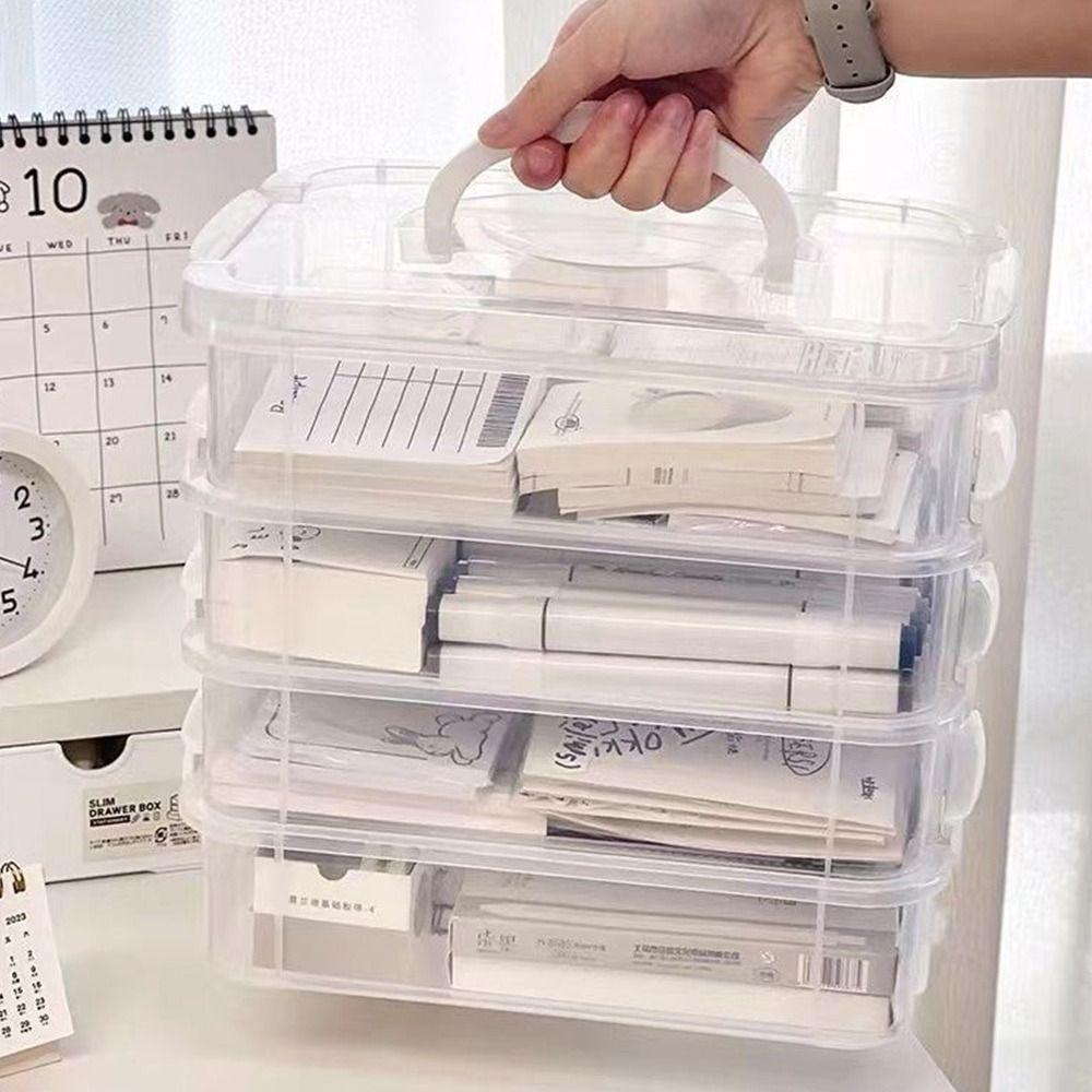 Schreibtisch Schubladentisch Aufbewahrungsorganizer Transparent Mehrschichtig Schmuckbehälter Fächer Kunststoff Platzsparend Schmuckaufbewahrungsbox