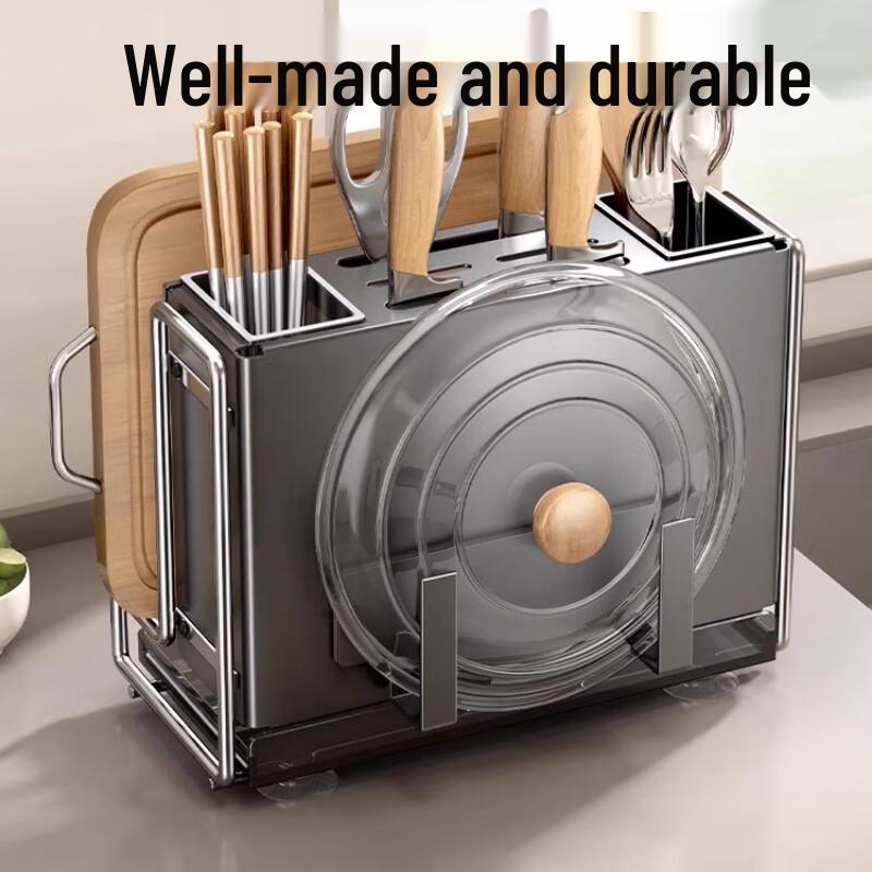 Multifunctional Kitchen Knife & Pot Lid Storage Rack