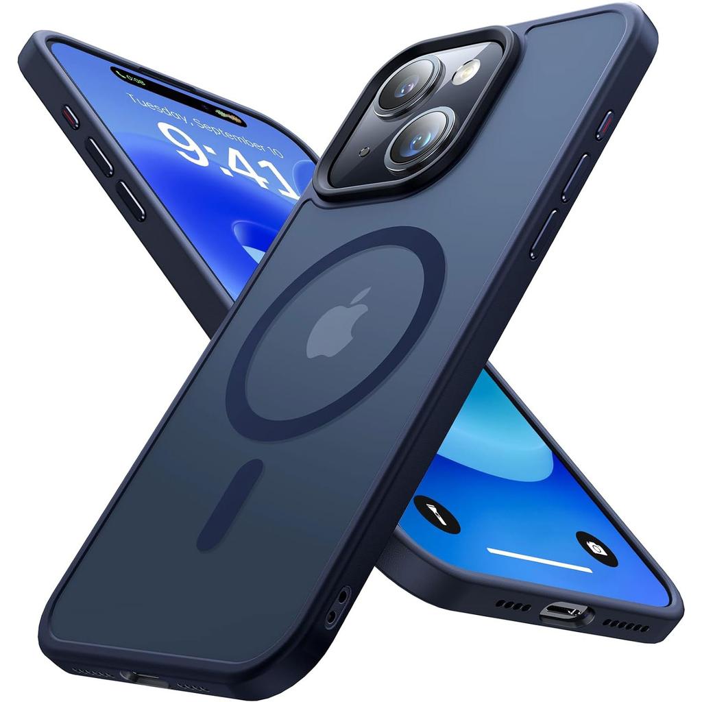 Etui Do Iphone 15 Plus Magsafe Matt Case Cover Matowe Obudowa Alogy Ring Pancerne Na Telefon Granatowe + Szkło