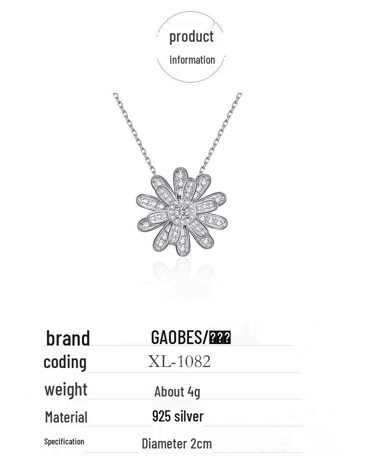 Sterling Silver Sunflower Pendant Necklace - Minimalist Women's Clavicle Chain