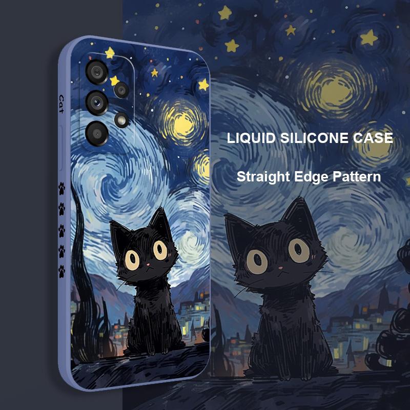 Starry Cat Phone Case For Samsung Galaxy A73 A53 A33 A23 A13 A03 A72 A52 A52S A32 A22 A12 A02 A02S A71 A51 A31 A21S 4G 5G Cover