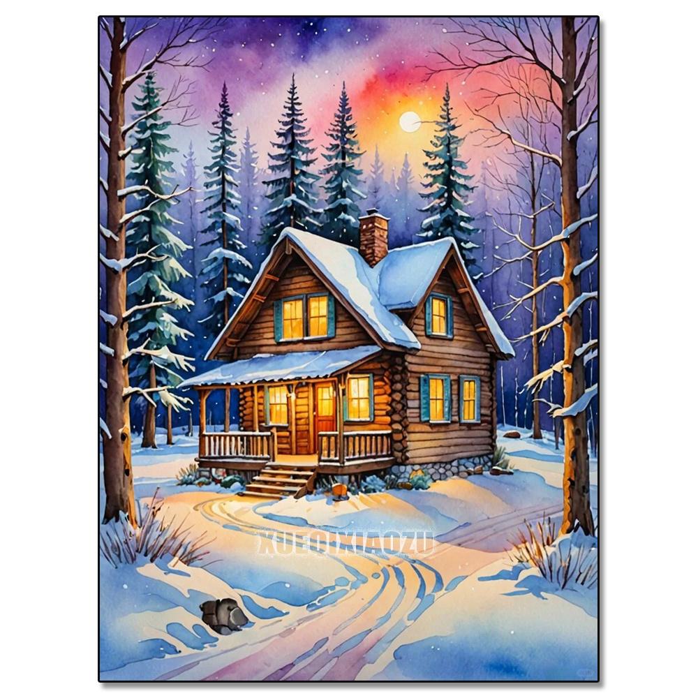 Akvarelllandskap Växtserie Diamantkonstmålning Dekoration Segelbåt Diy Full Strassmosaik Korsstygnsats Gåva