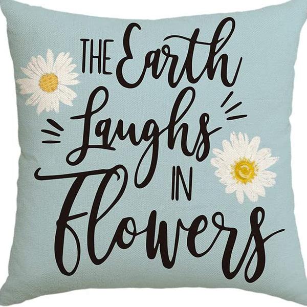 Year Daisy Flower Linen Pillow Case Home Decor Hydrangea Sofa Pillow Cushion