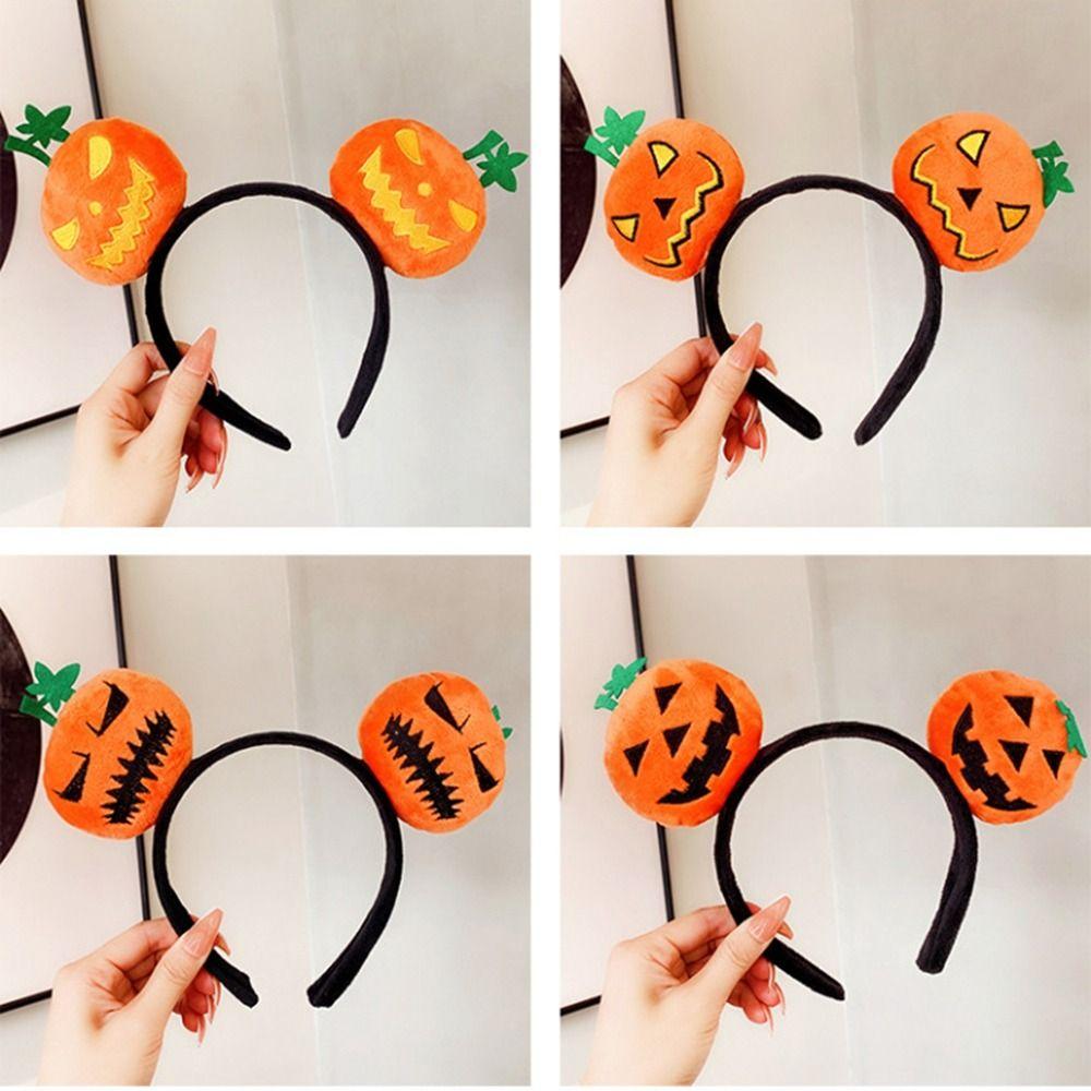 Yellow Plush Hairband Hair Hoop Skull  Headband Funny Halloween Pumpkin Headband  Men