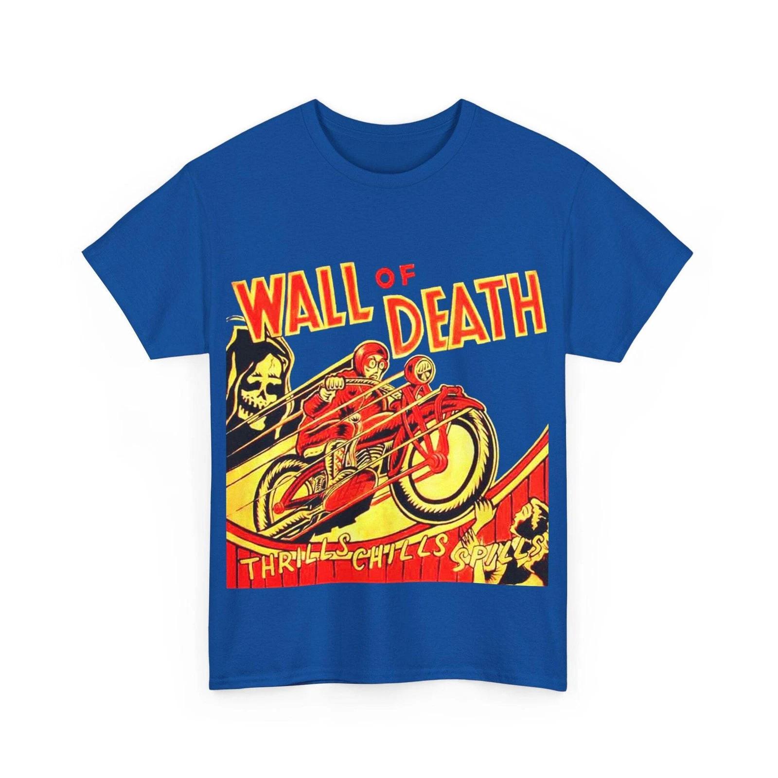 Wall Of Death T-shirt Retro Motor Bike Stunt Vintage Biker Tee 40s 50s 60s Cool XL