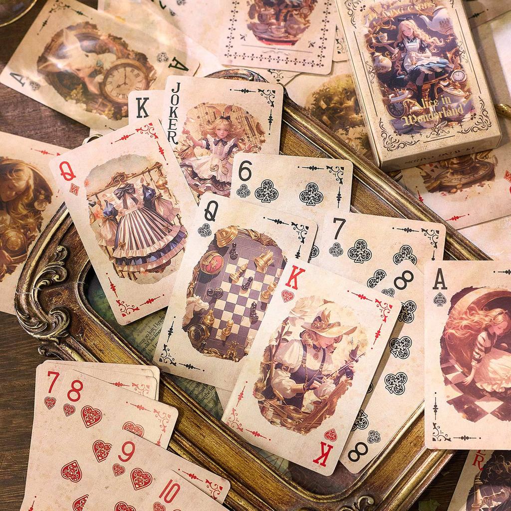 55 pcs Blue core paper poker retro style character girls puzzle entertainment poker hard card