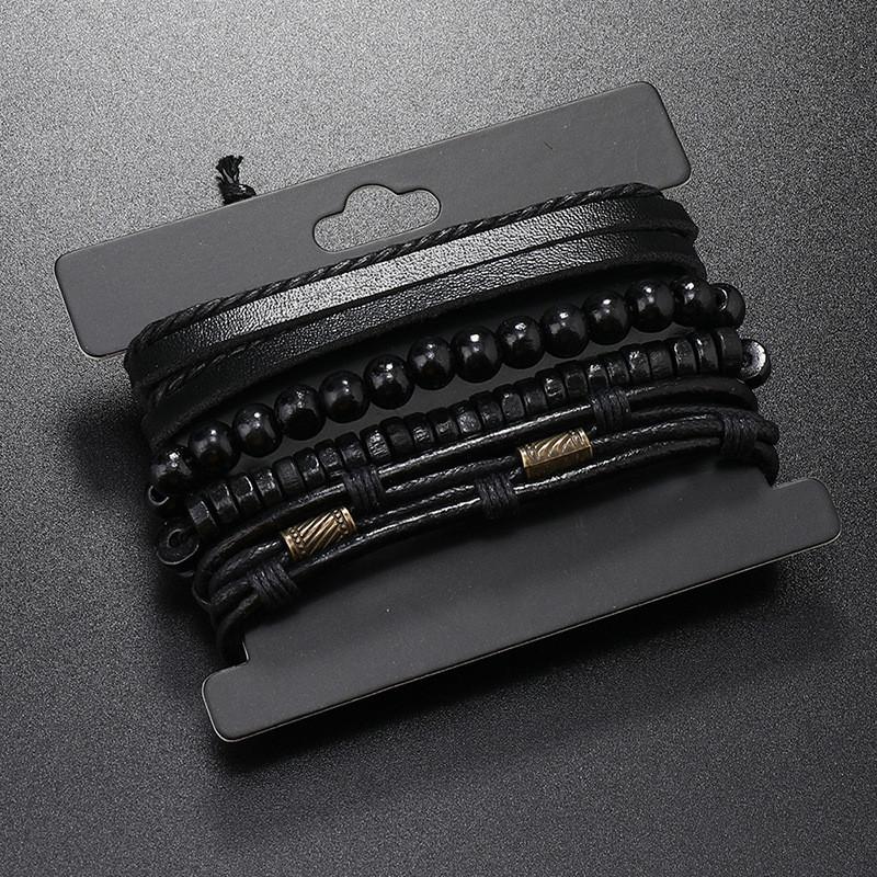 ZORCVENS Classic Hand-Woven Leather Bracelet Multilayer Men Bracelets Punk Beads Bangle for Friend Charm Jewelry Gifts