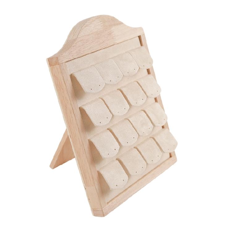 Flannel Lined Wood Rings Holder Display Stand For Secure Jewelry Presentation In Stores And Homes