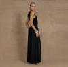 LYRIA Elegant Sleeveless Maxi Dress for Women Fashion Solid Boat Neck Tank Dresses Ladies Sexy Ruched Long Dress New Gown