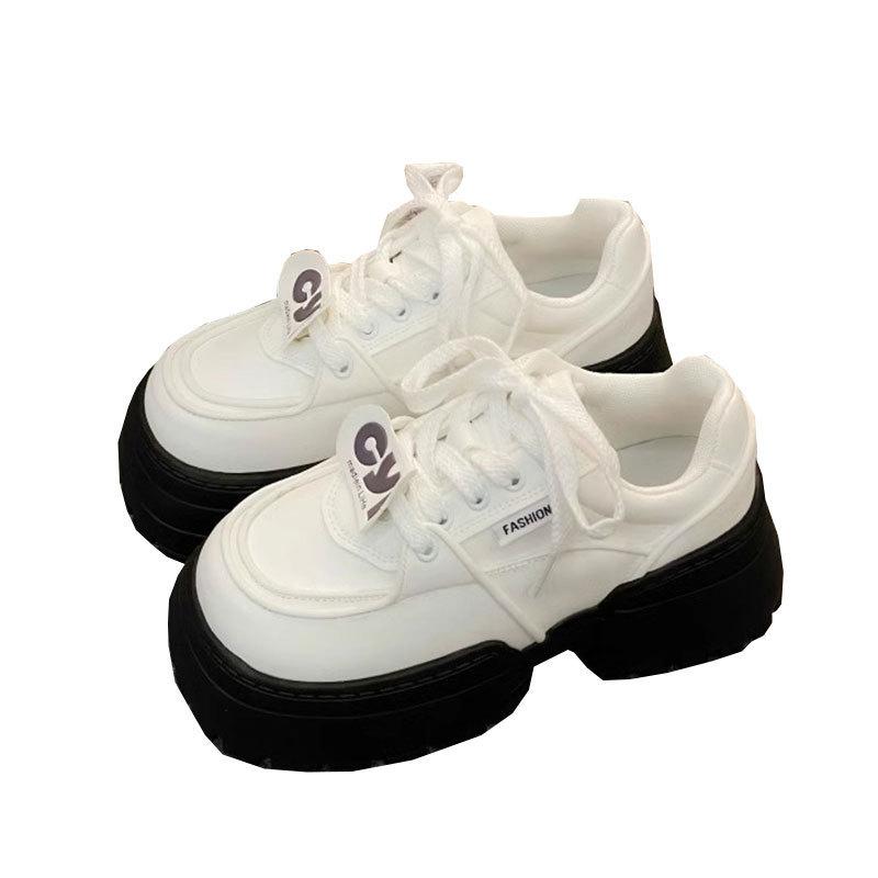 Muffin-Plateau-Brot-Schuhe Damen-Schuhe vielseitig 2025 neu kleiner Mann, der Füße zeigt kleine Papa-Schuhe schwarz-weiße Panda-Schuhe