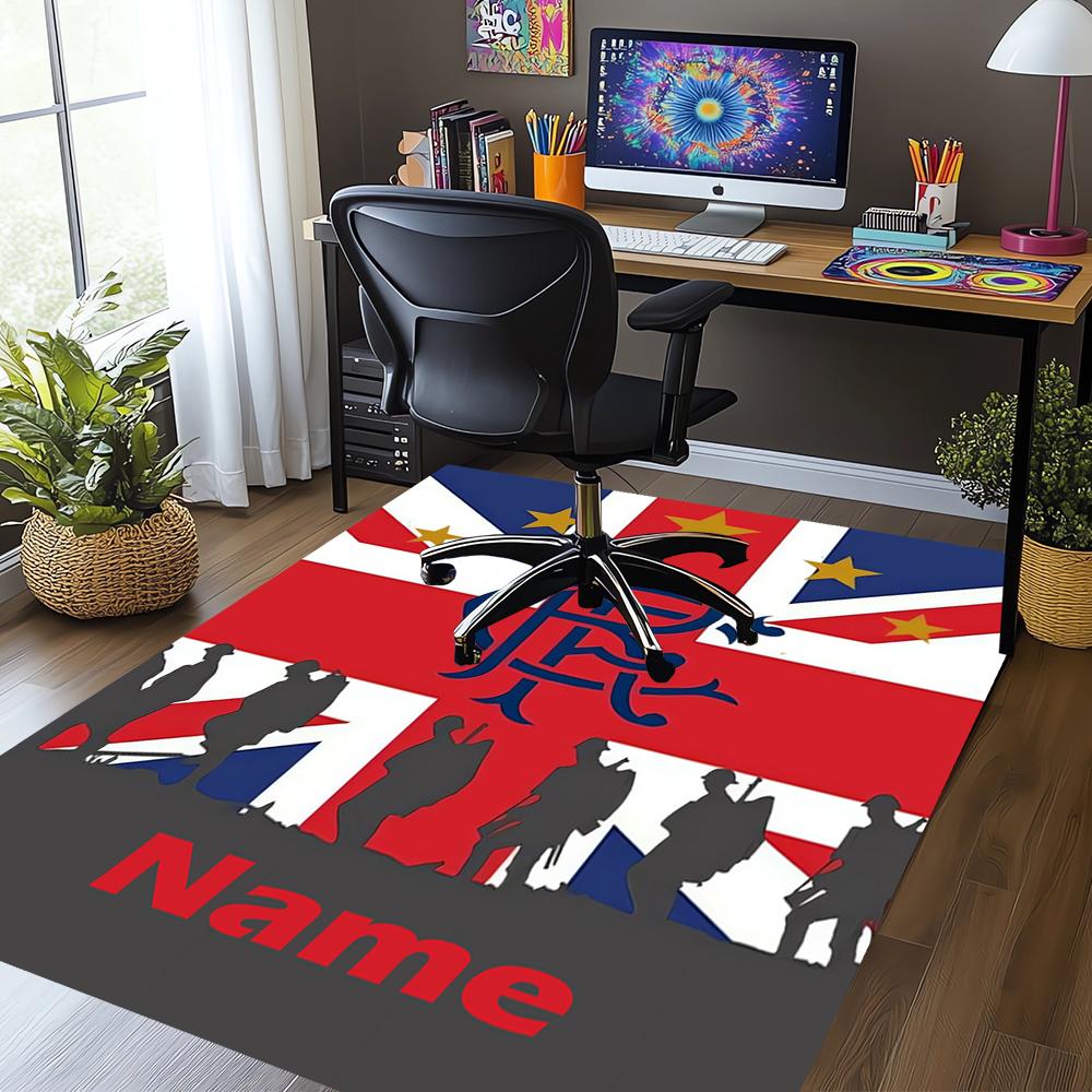 Custom Name Rangers F.C Printed Carpet,Rug for Office Chair Living Room Bedroom Kitchen Room Decor Gifts.