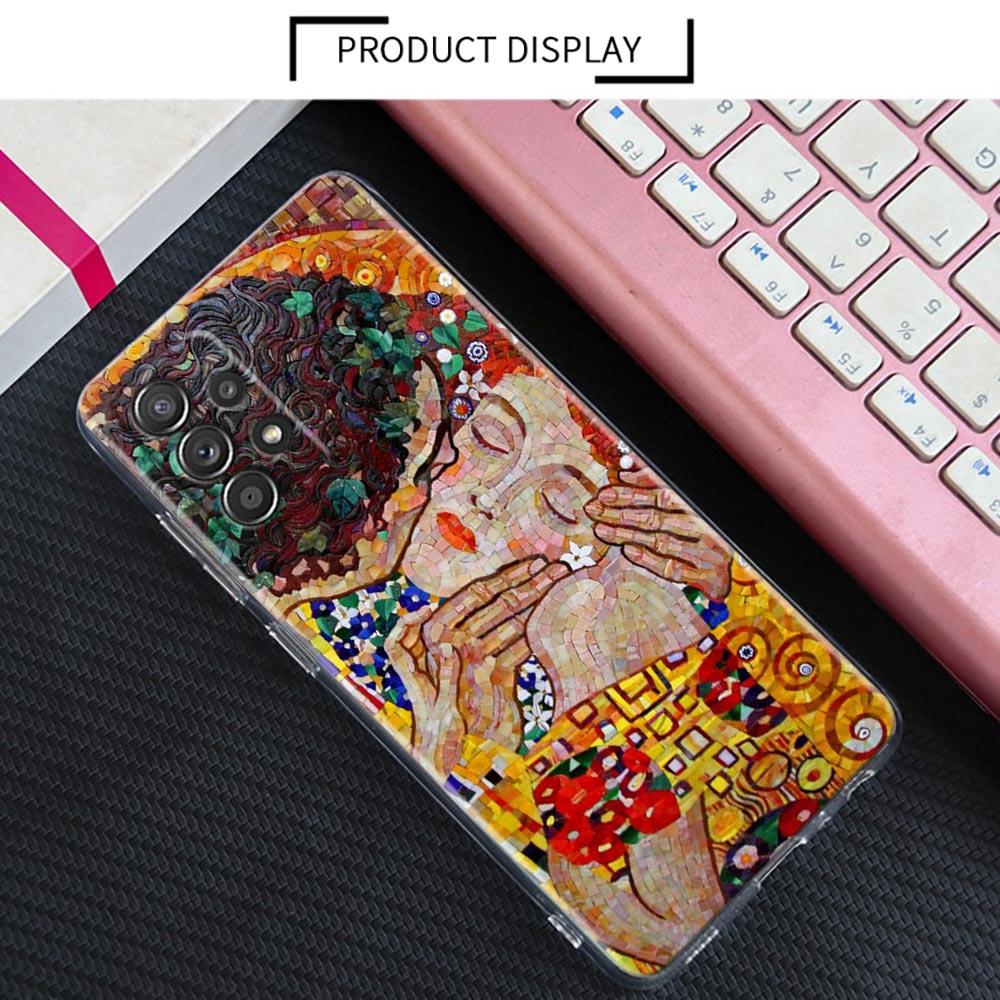 Kiss by Gustav Klimt Golden Freya's Tears Clear A55 Cases For Samsung Galaxy A52 5G A53 A72 A54 A73 A33 A32 A23 A35 Phone Cover