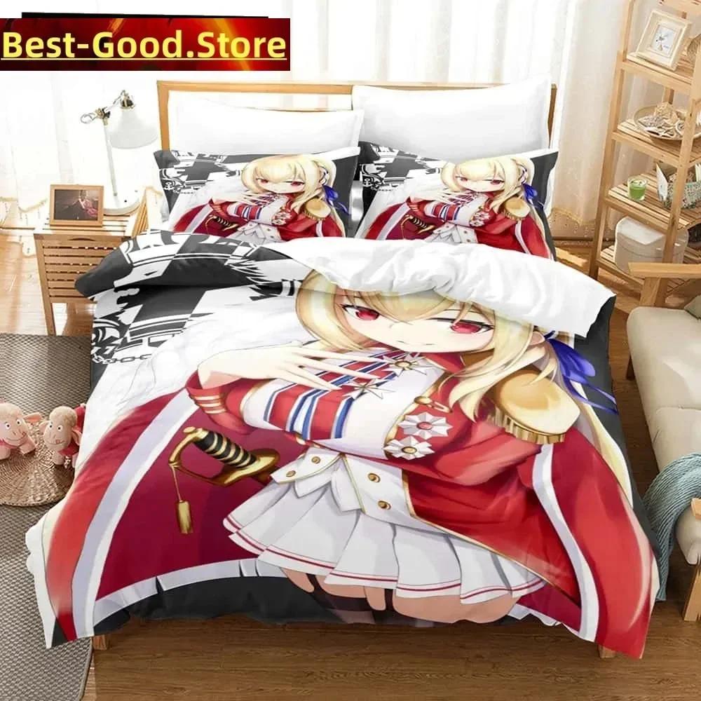 3D Print Anime - Azur Lane Bedding Set Printed Bed Set With Pillowcase Bed Duvet Cover Soft Single Double Queen Super King Size