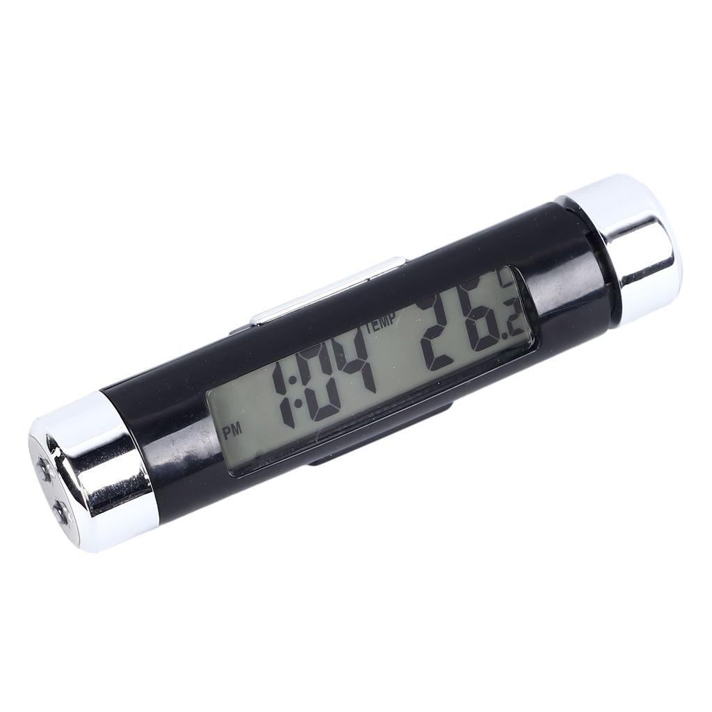 Araba Havalandırma Izgarası Saati 2'si 1 Arada Çok Fonksiyonlu Klipsli Dijital Termometre Saat LED Arka Işıklandırmalı