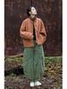 Women's Winter Ramie Quilted Diamond Pattern Cotton Coat with Frog Buttons - Bohemian Style
