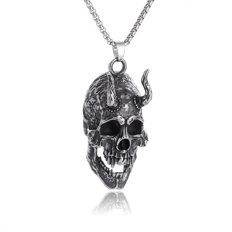 Collana con ciondolo a forma di testa di toro nordico punk retrò per uomo, gioielli classici con personalità animale