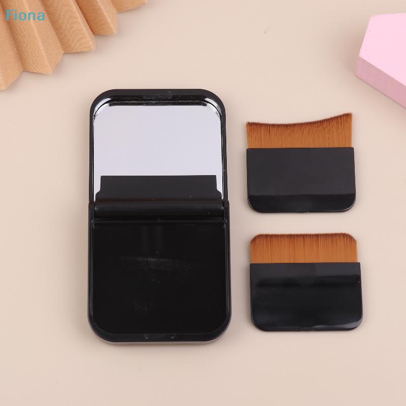 Portable Foundation Brush Set with Mirror Case - Travel Makeup Brush Kit
