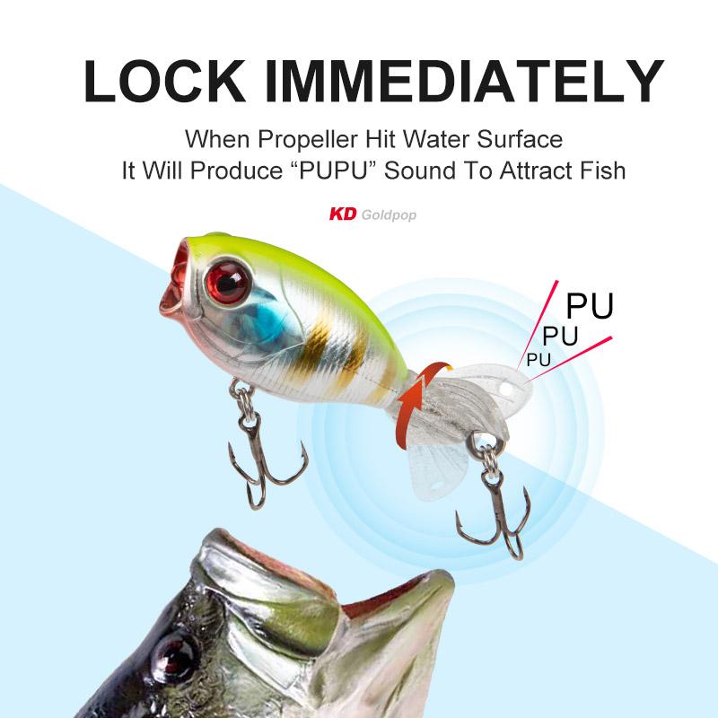 Kingdom GOLDPOP Fishing Lures 35mm 5.5g/9g Floating & Sinking Pencil Popper Hard Bait Soft Rotating Tail Topwater Wobblers Baits