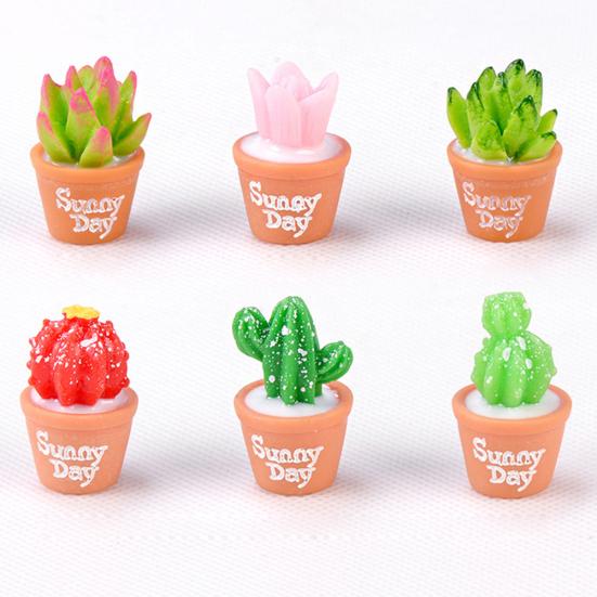 

2шт милый кактус смолы миниатюрный микро пейзаж DIY сочные растения декор