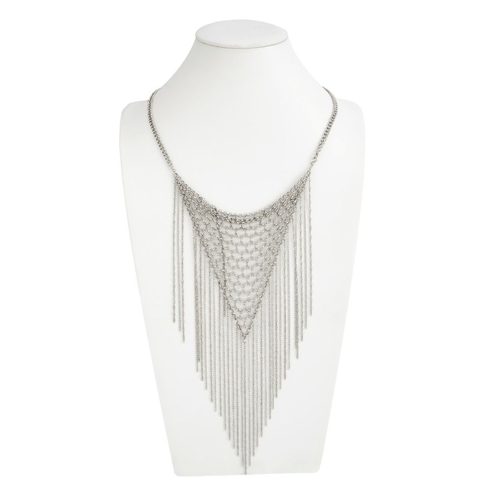 Charm Tassel Necklace Triangle Bohemian Collarbone Chain Simple Multi Layer Necklace Gift