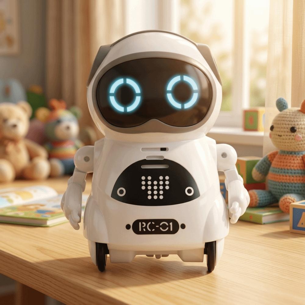 Plastic Pocket Robot White Talking Robot Portable AI Companion Robot  For Kids