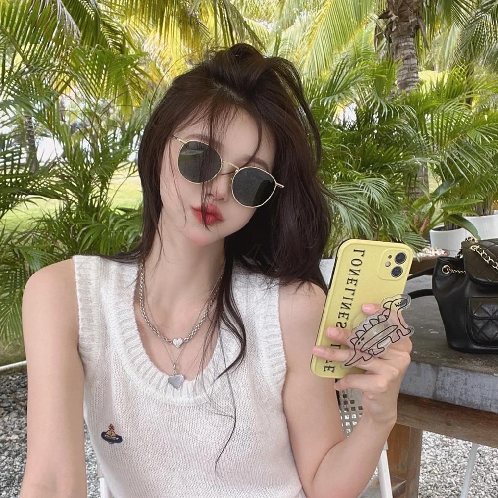 D017 Polarized Metal Sunglasses Liu Renna With Sunglasses Female Round Frame Retro Personality Glasses Men