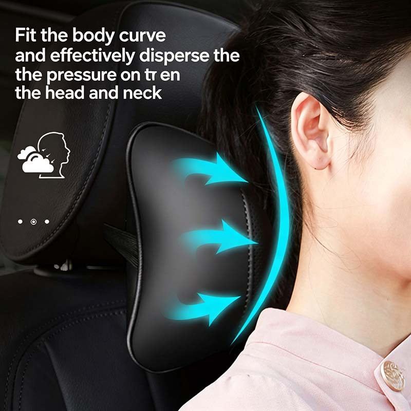 NWL3 2pcs Car Seat Leather Headrest Neck Pillow, Soft Comfortable Neck Support for VW Golf Passat Tiguan Skoda Octavia Kodiaq Auto In