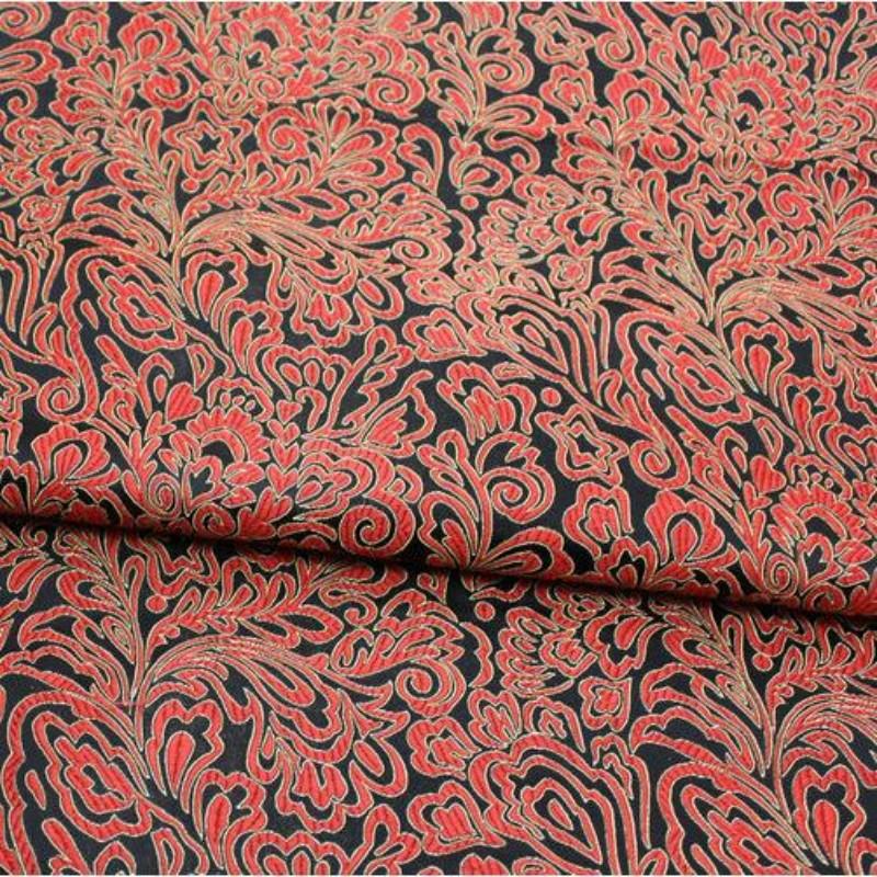 Jacquard Brocade Silk Antique Phoenix Tail Fabric for Diy Sewing Ancient Costume Qipao Hanfu Kids  Vest Sachet Decoration 100cmx75cm