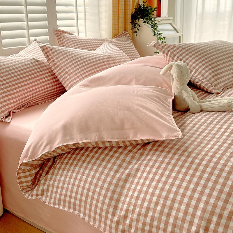 Plaid Striped Bed Sheet Quilt Cover Twill Thickened Quilt Cover Bedding Quilt Cover Three-piece Bed Sheet Set