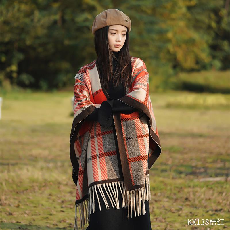 

Шаль с рисунком тушью Premium Sense Travel Decoration, длинная накидка в стиле ретро, шарф с бахромой оранжевый