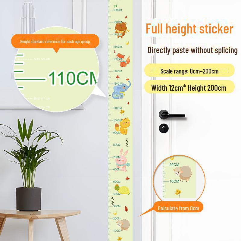Children's Room 2m Self-Adhesive Height Chart Stickers - Cartoon Design for Baby Measurement & Wall Decoration