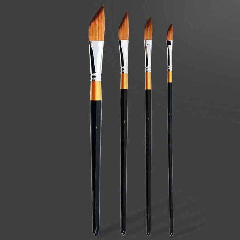 

6 pcs Slant head blade short rod pull line brush nylon hair gouache watercolor pen set art raw special acrylic oil paint brush