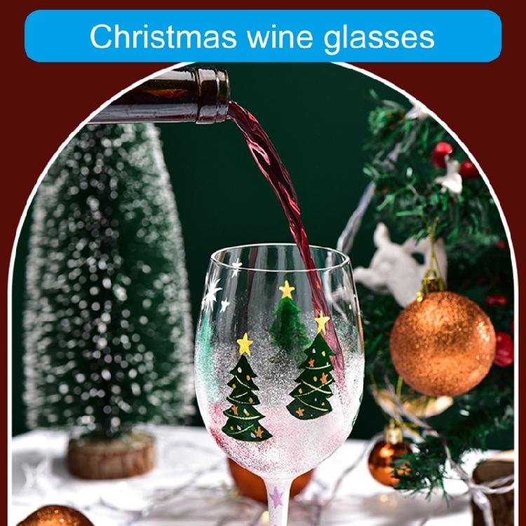 Decorative Christmas Themed Glasswares High Footed Glass Drinking Cup for Parties and Holiday Event Water Drinkware