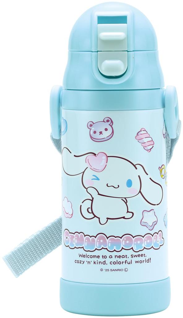 Skater Stainless Steel Straw Mug with Foldable for Sanrio and Mash Gummy 2-Way Handle, 350ml, Babies, Cinnamoroll, Designs, STWM3N-A