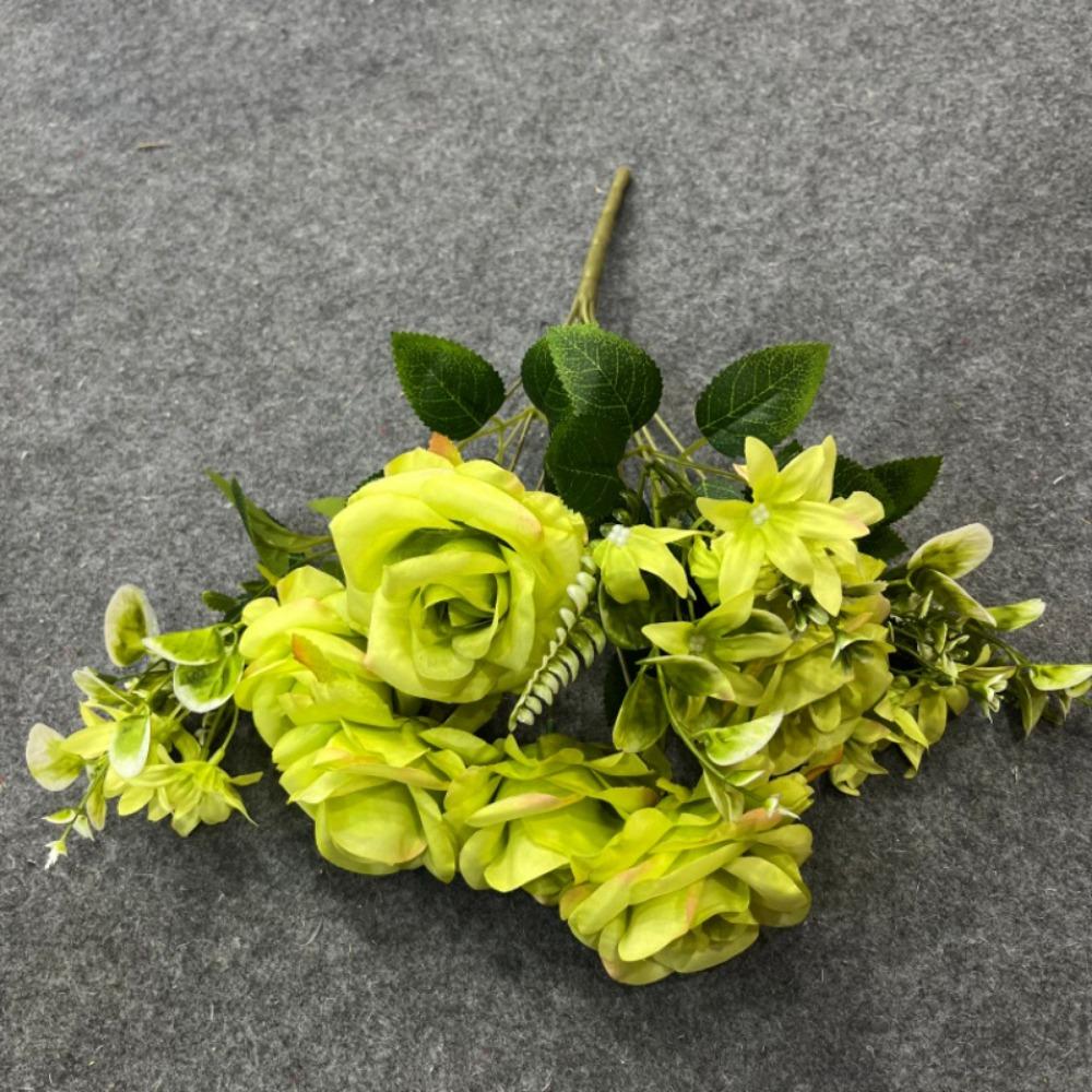 9 Heads Real Happy Rose Flower Mini Photography Photo Gift Valentine's Day Flowers 9 Colors Crystal Grass Bouquet