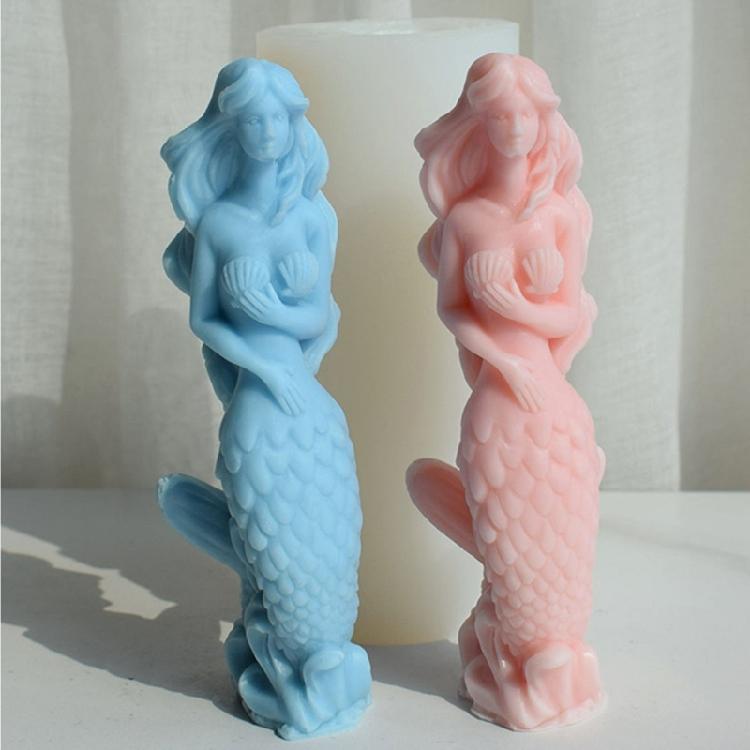 Mermaids Scented Candle Silicone Mold Table Ornament Mould DIY Plasters Mold