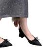 Spring temperament satin pointed single shoes women's versatile new sweet bow light mouth shoes