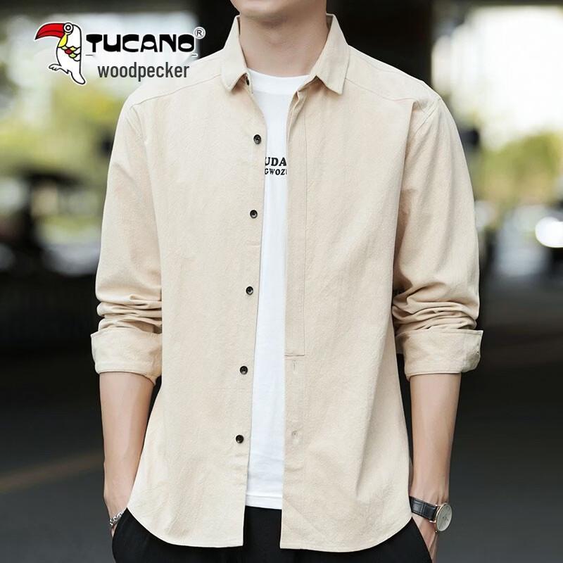 TUCANO Men s Pure Cotton Solid Long-Sleeve Shirt 4XL