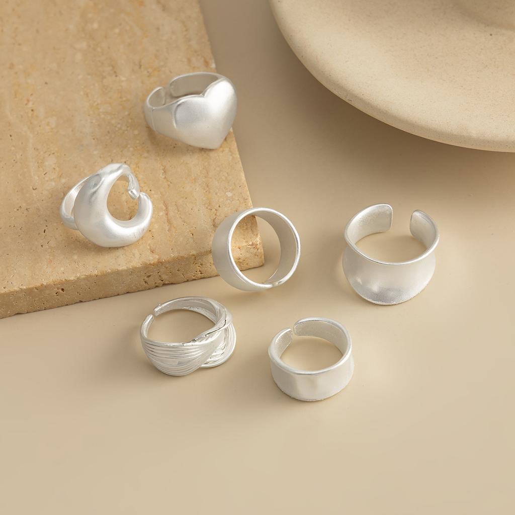 Fashionable Sliver Color Matte Wide Edge Rings for Women Cool Style Irregular Alloy Featuring Open Ring Unisex Jewelry Gift