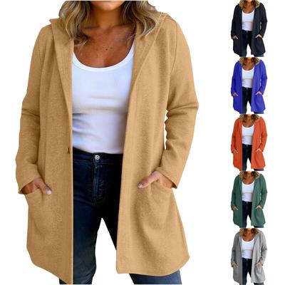 Women's Fashion Casual Hooded  Long-Sleeve Solid Jacket