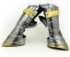 Medieval Knight Gauntlet Gloves Pair Brass Accents Crusader Armor Steel Gloves