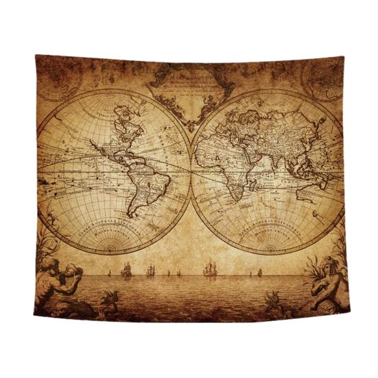 Tapeçaria de Parede Mundial, Pôster de Tecido da Terra para Sala de Estar, Arte de Parede Boho para Quarto, Capa de Fundo Vintage para Dormitório