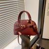 Fashion Small Size Shoulder Bag Handbags Solid Color Shell Bag Belt Buckle Design Top-handle Bags Women