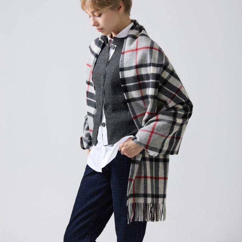 ABRAHAM MOON Merino Wool Shawl 70cm - Grey Thompson