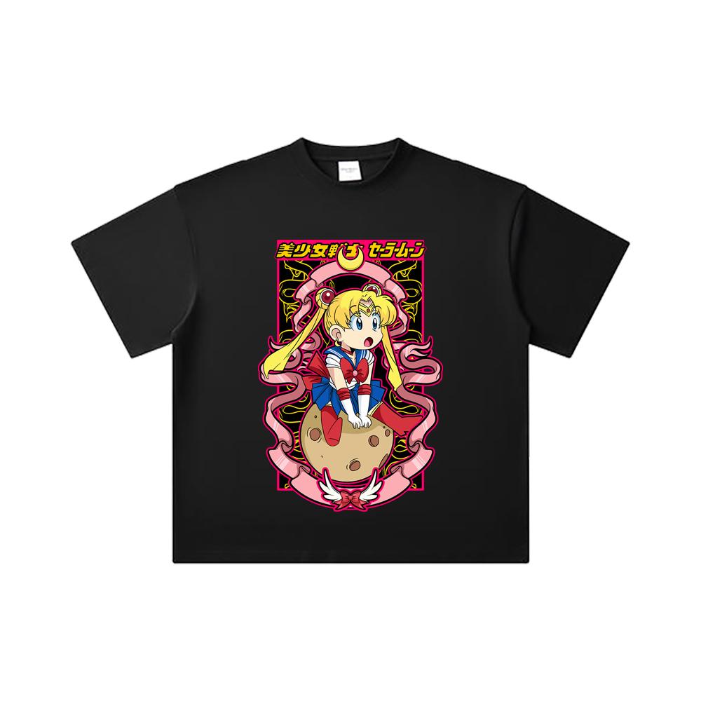 260 GSM Double Yarn 32 Count 100% Cotton Sailor Moon V10 Usagi Print Unisex Heavy Cotton T Shirt